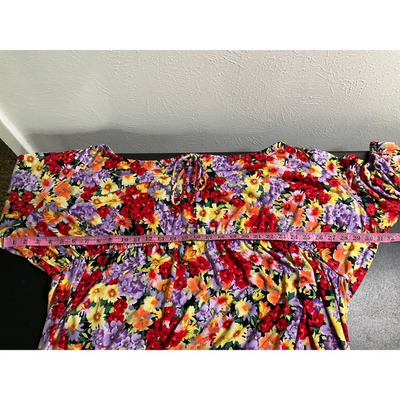 Avenue Floral Print Dress Hi-Lo‎ Ruffle Hem Colorful Stretch 30/32 Bloomcore - Picture 12 of 14